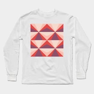 Vintage Geometric Red Star Pattern Long Sleeve T-Shirt